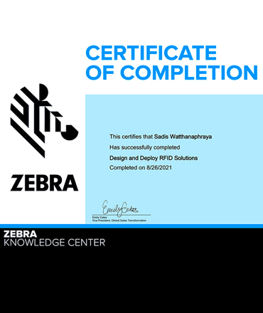 Certificate Zebra Design and Deploy RFID Solution